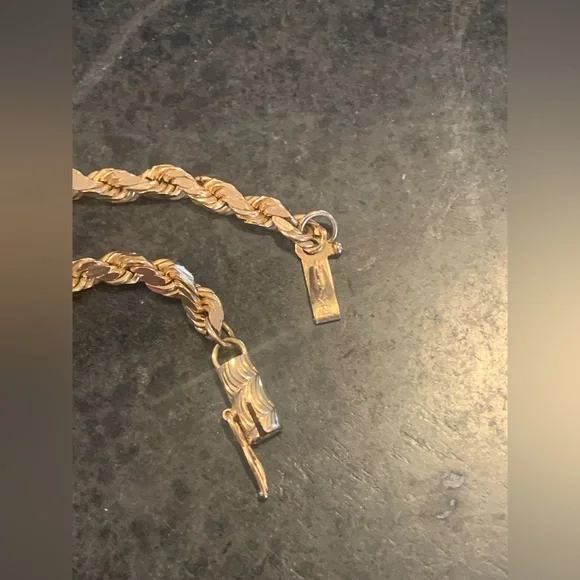 Antique solid 14k Gold Diamond Cut Rope Chain Necklace 20” - Picture 3 of 7